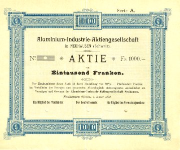 Aluminium-Industrie-AG 1892 1000 Fr