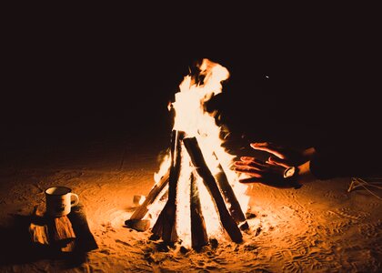 Campfire dark night photo