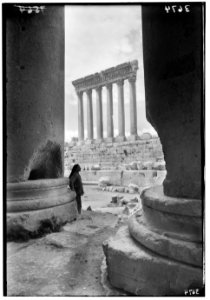 Baalbek. 'Heliopolis.' Temple of the Sun. Framed by columns of the peristyle of the Temple of Bacchus LOC matpc.00226