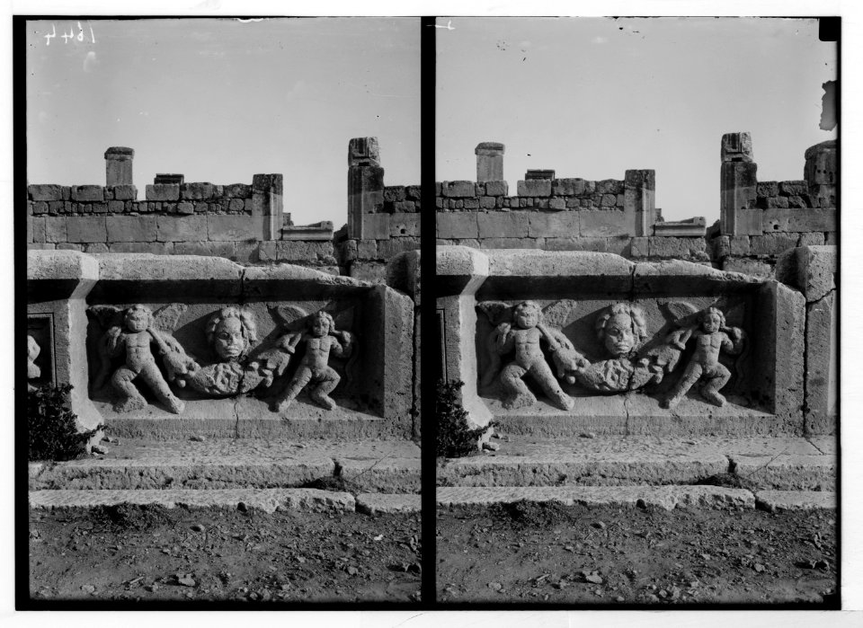 Baalbek. Temple of the sun. Cherubs and festoons on basin in court of altar LOC matpc.05210
