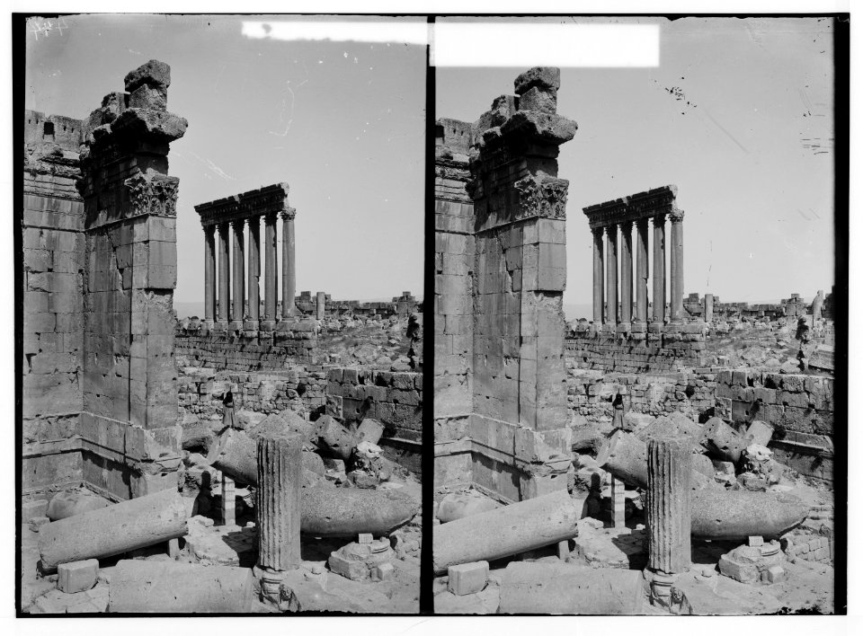 Baalbek. Temple of the Sun. Temple of the Sun from Temple of Bacchus LOC matpc.01177