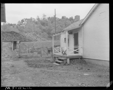 Back porch and privy of house in company housing project. Koppers Coal Division, Federal ^1 Mine, Grant Town, Marion... - NARA - 540278