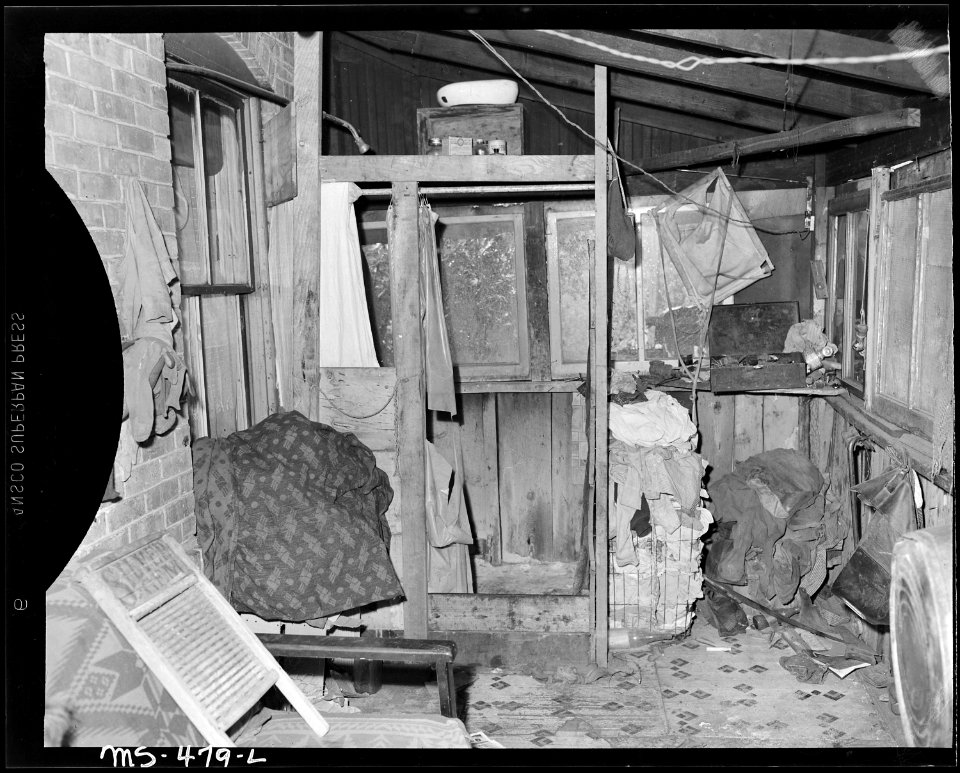 Back porch in home of Mr. Llewelyn, miner, who lives in company housing project. Royal Coal Company, Royal ^2 Mine... - NARA - 540438