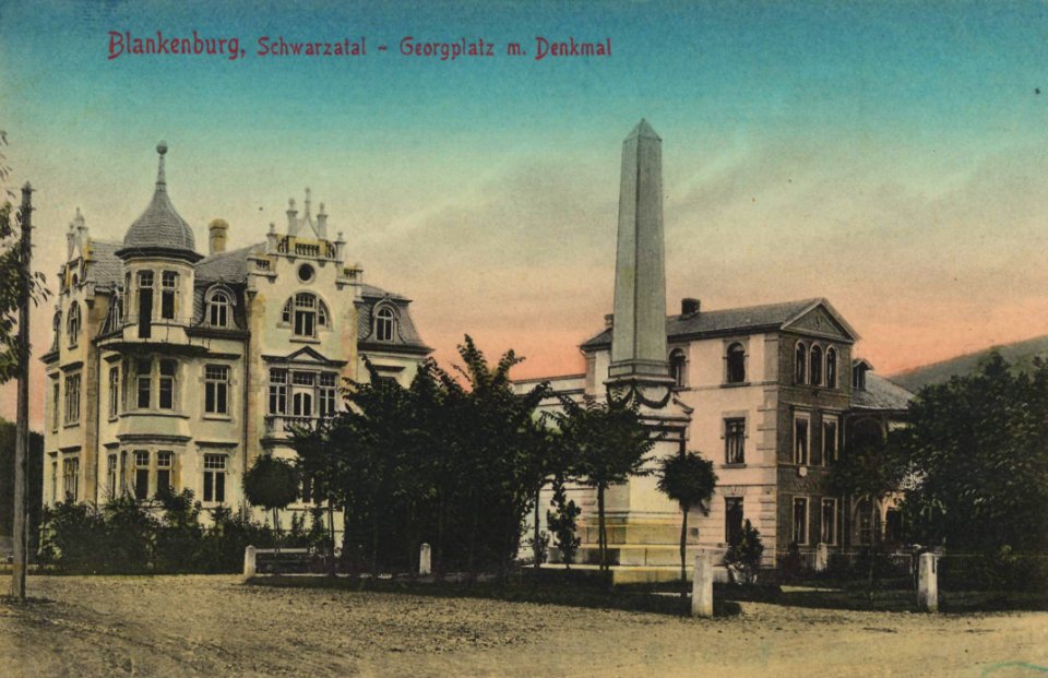 Bad Blankenburg, Thüringen - Georgplatz mit Denkmal (Zeno Ansichtskarten)