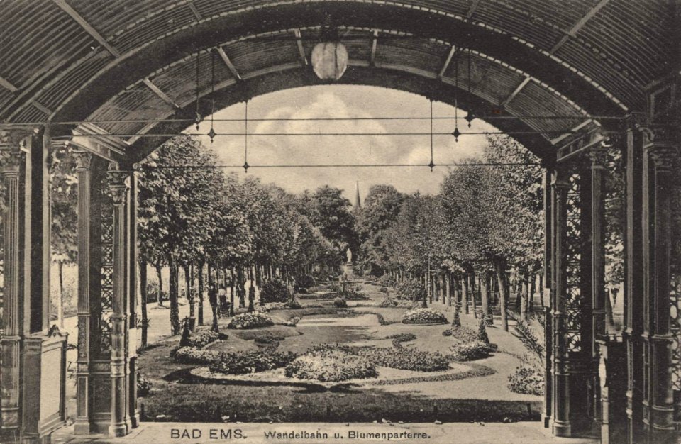 Bad Ems, Rheinland-Pfalz - Wandelbahn und Blumenparterre (Zeno Ansichtskarten)
