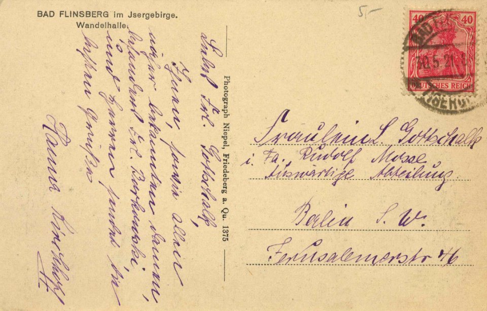 Bad Flinsberg, Schlesien - Wandelhalle (back) (Zeno Ansichtskarten)