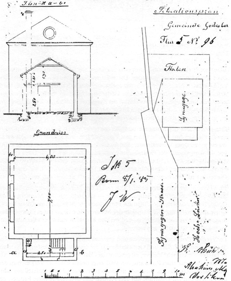 Bad Godesberg Synagoge Bauzeichnung Lageplan 1885