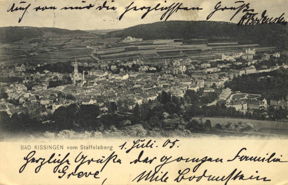 Bad Kissingen, Bayern - Stadtansicht vom Staffelberg (Zeno Ansichtskarten)