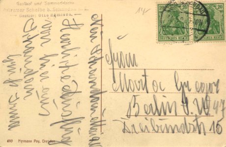 Bad Schandau, Sachsen - Höhenhotel und Sanatorium; Gasthof und Sommerfrische Ostrauer Scheibe (back) (Zeno Ansichtskarten)