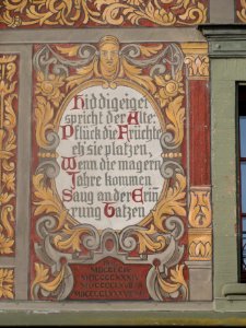 Bad Säckingen — Münsterplatz 24 — Detail Fassadenmalerei links unten