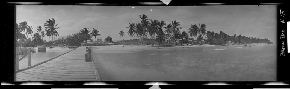 Bahamas dock, looking shoreward, catboats at anchor LCCN2017656449