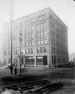 Bailey Block, southwest corner of 2nd Ave and Cherry St, Seattle, Washington, ca 1891 (LAROCHE 321) photo