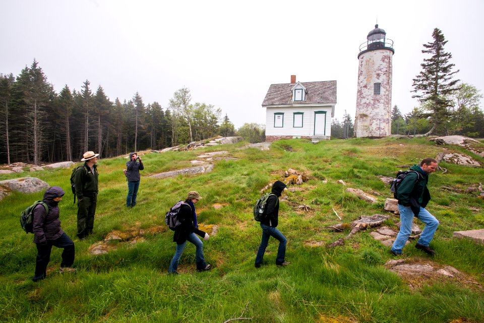 Baker Island Light Station with group