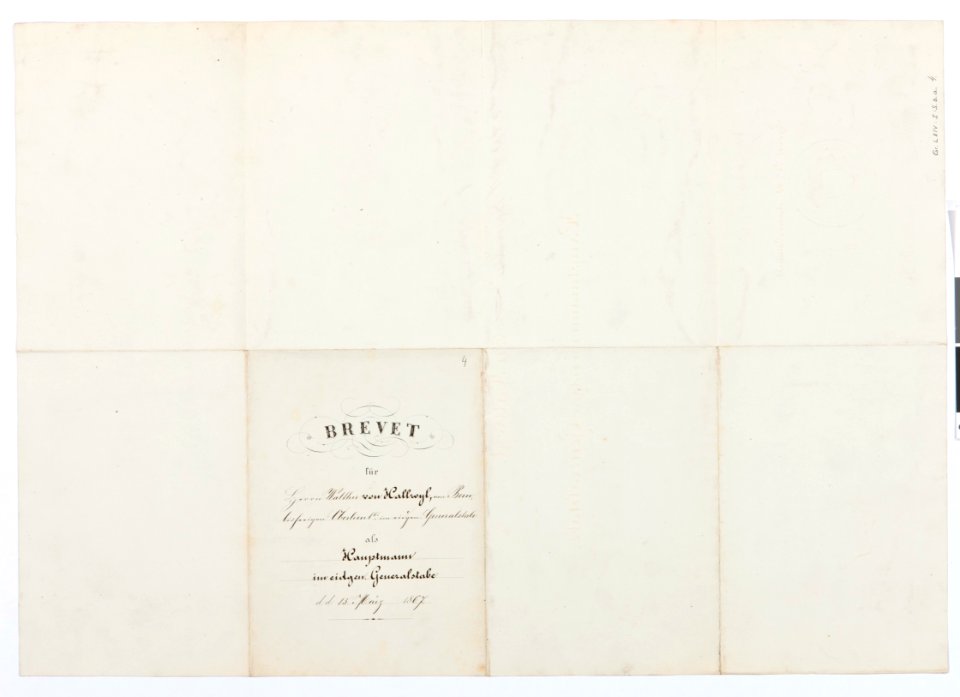 Baksidan av befodran av Walther von Hallwyl till kapten - Hallwylska museet - 102527