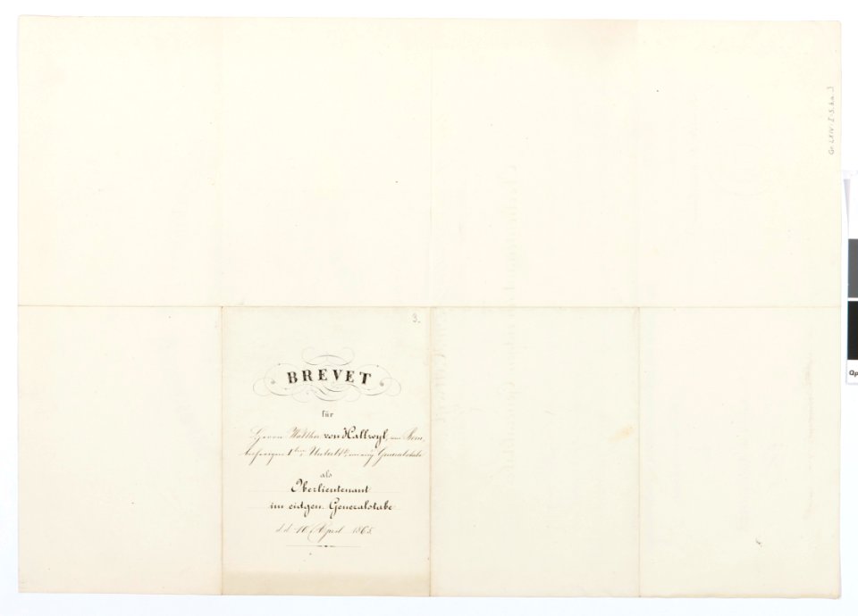 Baksidan av befodran av Walther von Hallwyl till löjtnant - Hallwylska museet - 102525