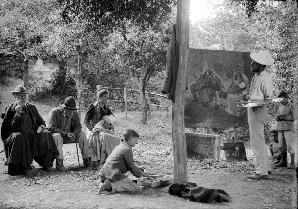 Baldomer Gili Roig. Baldomer Gili Roig pintant “Sol d’hivern” (Roma), 1901