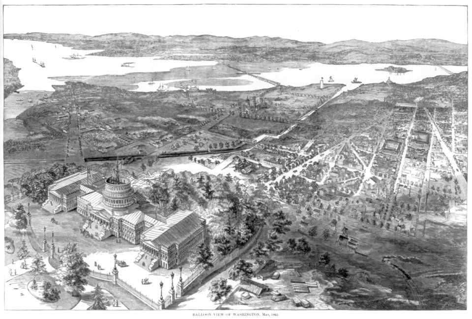 Balloon view of Washington, D.C., May 1861 LCCN2007677289