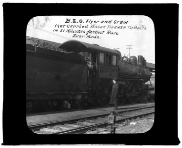 Baltimore fire, 1904) B&O Flyer and crew that carried Wash'n. firemen to Balto. in 31 minutes; fastese run ever made LCCN2016844556