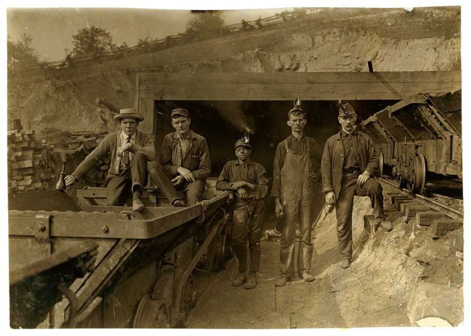 Bank Boss (on right) Brake Boy (in centre) Laura Mine, Red Star, W. Va. LOC cph.3b34911