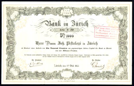Bank in Zürich 1855