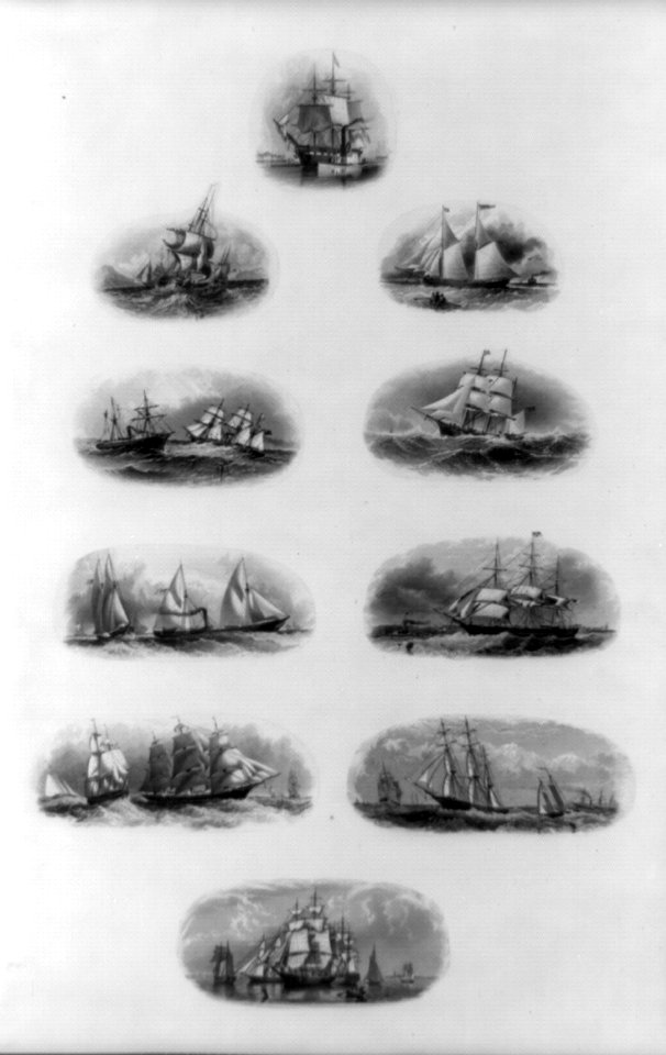 Bank note vignettes showing sailing ships at sea and in harbor LCCN88715756