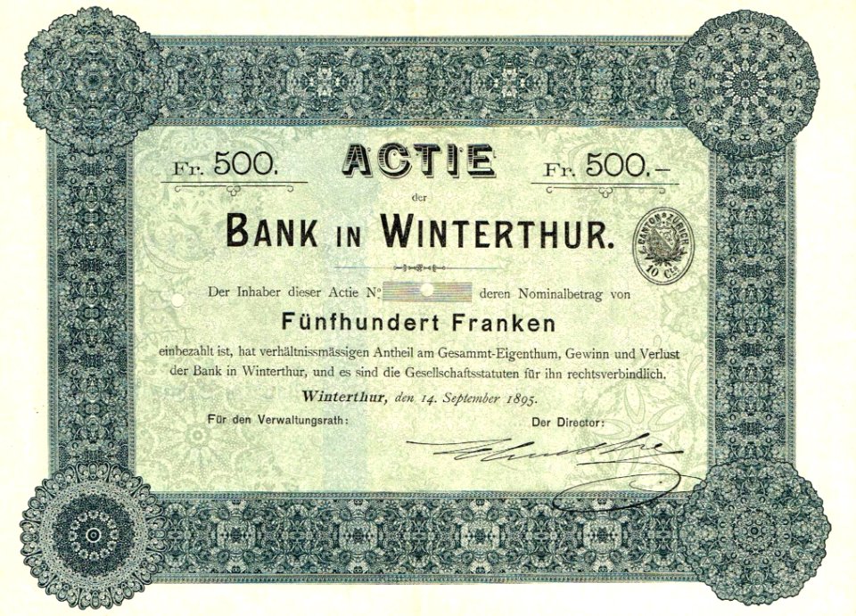 Bank in Winterthur 1895