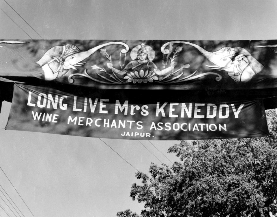Banner in India for Mrs. Kennedy