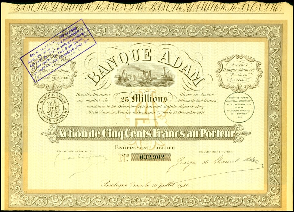 Banque Adam 1920