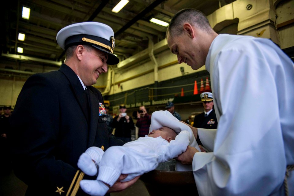 Baptism aboard USS Green Bay 161128-N-JH293-074