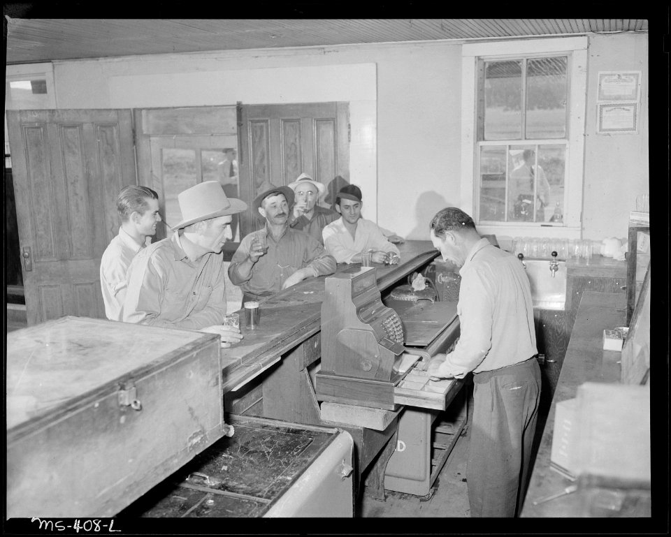 Bar in tavern. Ludlow, Las Animas County, Colorado. - NARA - 540399