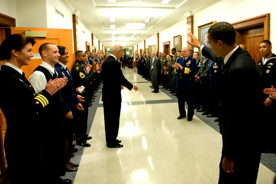 Barack Obama & Joe Biden make first visit to the Pentagon 1-28-09 1