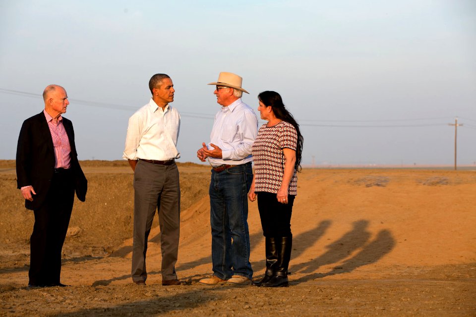 Barack Obama speaks with farmers about California drought, 2014