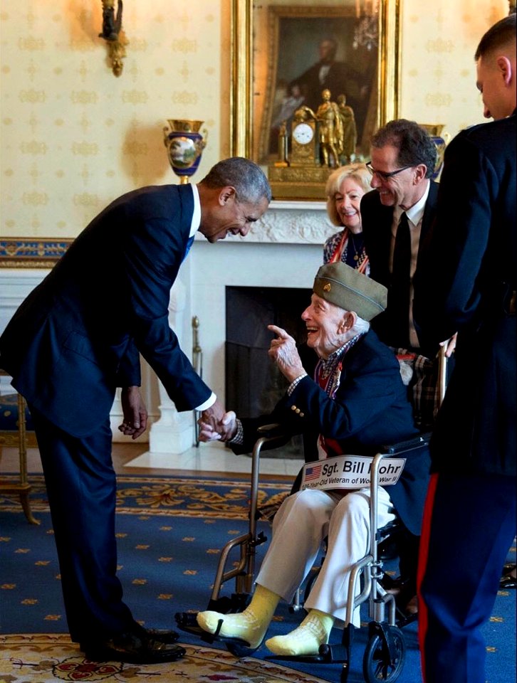 Barack Obama with 108-year-old WWII veteran