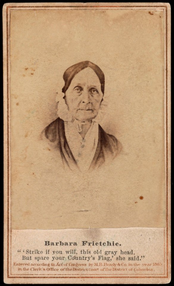 Barbara Frietchie 'Strike if you will, this old gray head. But spare your Country's Flag,' she said - - M.B. Brady & Co., National Photographic Portrait Galleries, No. 352 Pennsylvania LCCN2017660636