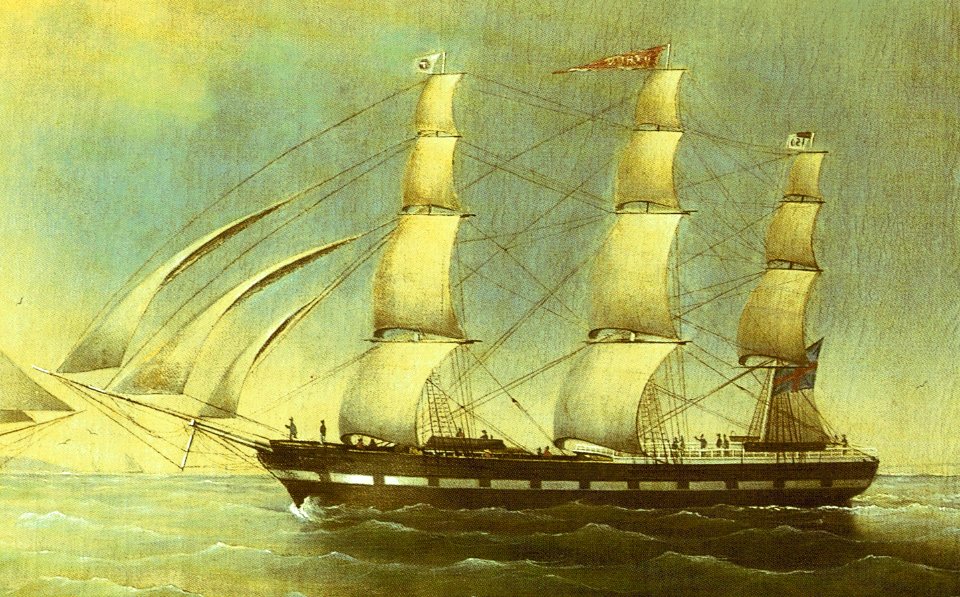 Bark O. THYEN der Oldenburgischen Rhederei-Gesellschaft um 1856. Ausschnitt aus einem Gemälde von Carl Justus Harmen FedelerCarl Justus Harmen Fedeler 20190422 Notfallbericht003