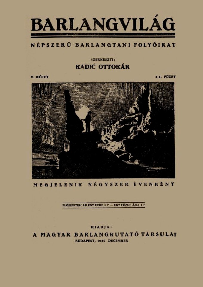 Barlangvilág 1935 3-4. füzet borítója