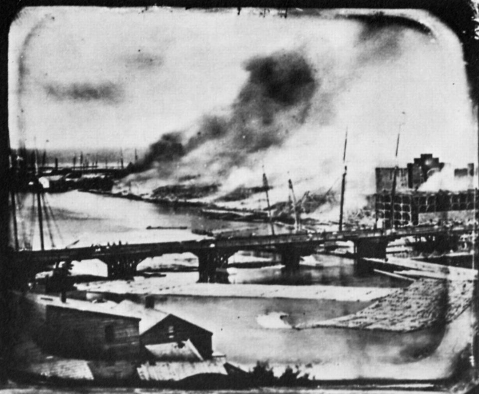 Barnard, George N. - Brennende Mühlen in Oswego, New York (1) (Zeno Fotografie)