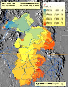 Barry Point Fire map, Oregon and California, 2012 photo