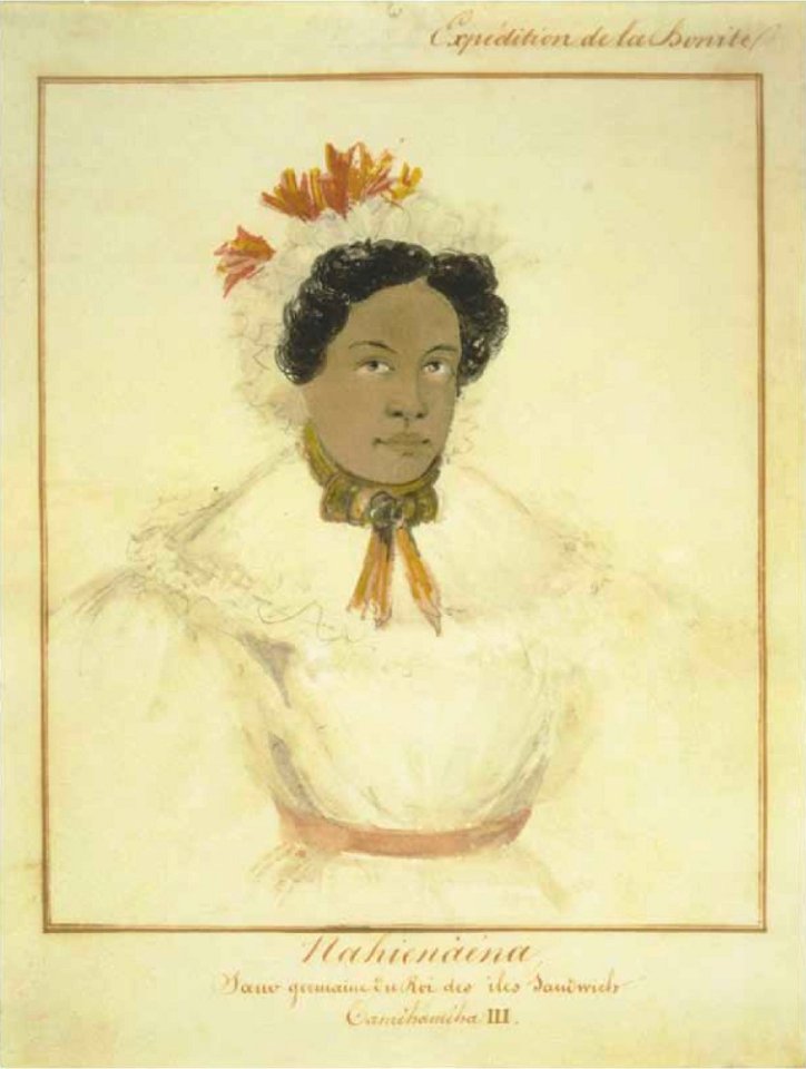 Barthélémy Lauvergne - 'Nahienaena Soeur germaine du Roi des iles Sandwich Tamehameha III', watercolor and ink wash over graphite, 1836