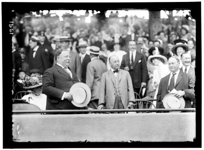 BASEBALL, PROFESSIONAL. LEFT TO RIGHT- TAFT; SEC. P.C. KNOX; VICE PRESIDENT SHERMAN; MRS. TAFT, LEFT REAR OF PRESIDENT LCCN2016863958