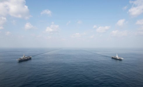 140103-N-CL550-708 Carriers Harry S Truman and Charles de Gaulle Gulf of Oman January 3 2014