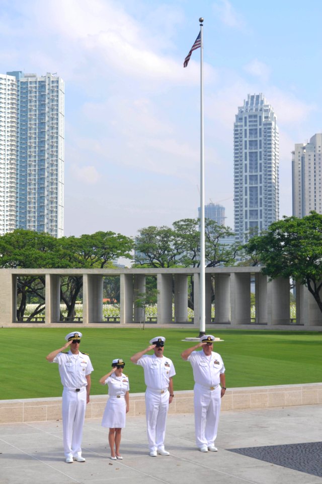 140310-N-ZZ999-101 USS Cowpens leaders at Manila American Cemetery