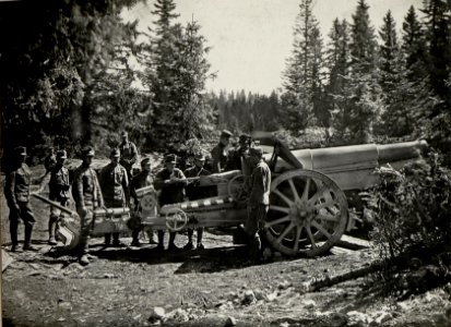 15 cm Haubitze M. 15 auf Cost alta. Aufgenommen im Mai 1916. (BildID 15535834)