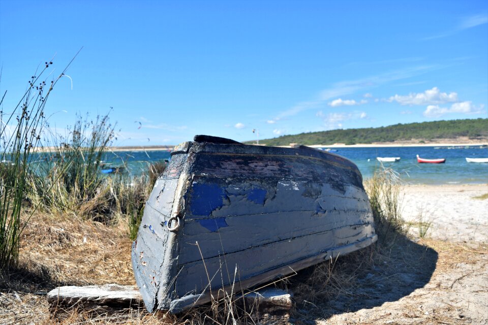 Beach sea old boat