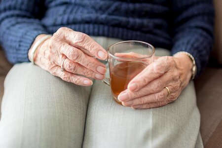 Adult hands elderly