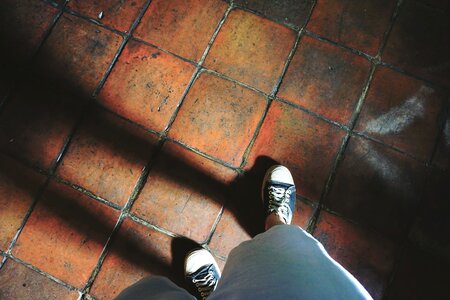Floor sunlight brown shoes