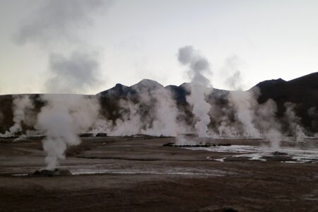 Smoke fields mountains