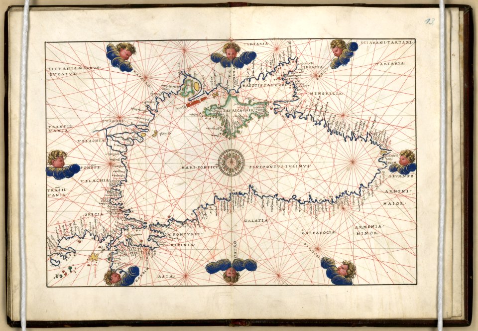 1544 Portolan chart of the Black Sea and the Sea of Marmara by Battista Agnese