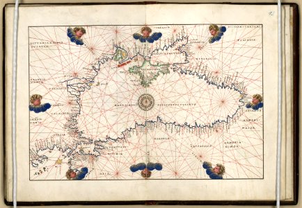 1544 Portolan chart of the Black Sea and the Sea of Marmara by Battista Agnese