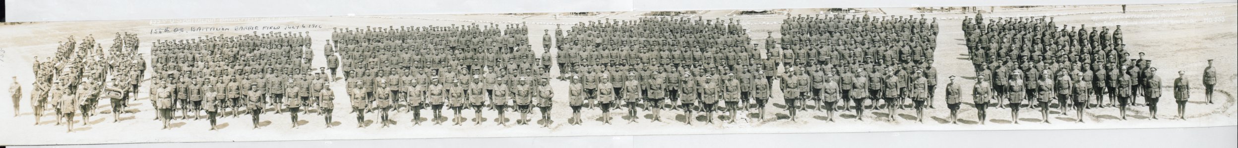 155th Battalion, Barriefield, July 6, 1916. No. 498 (HS85-10-32556) original photo